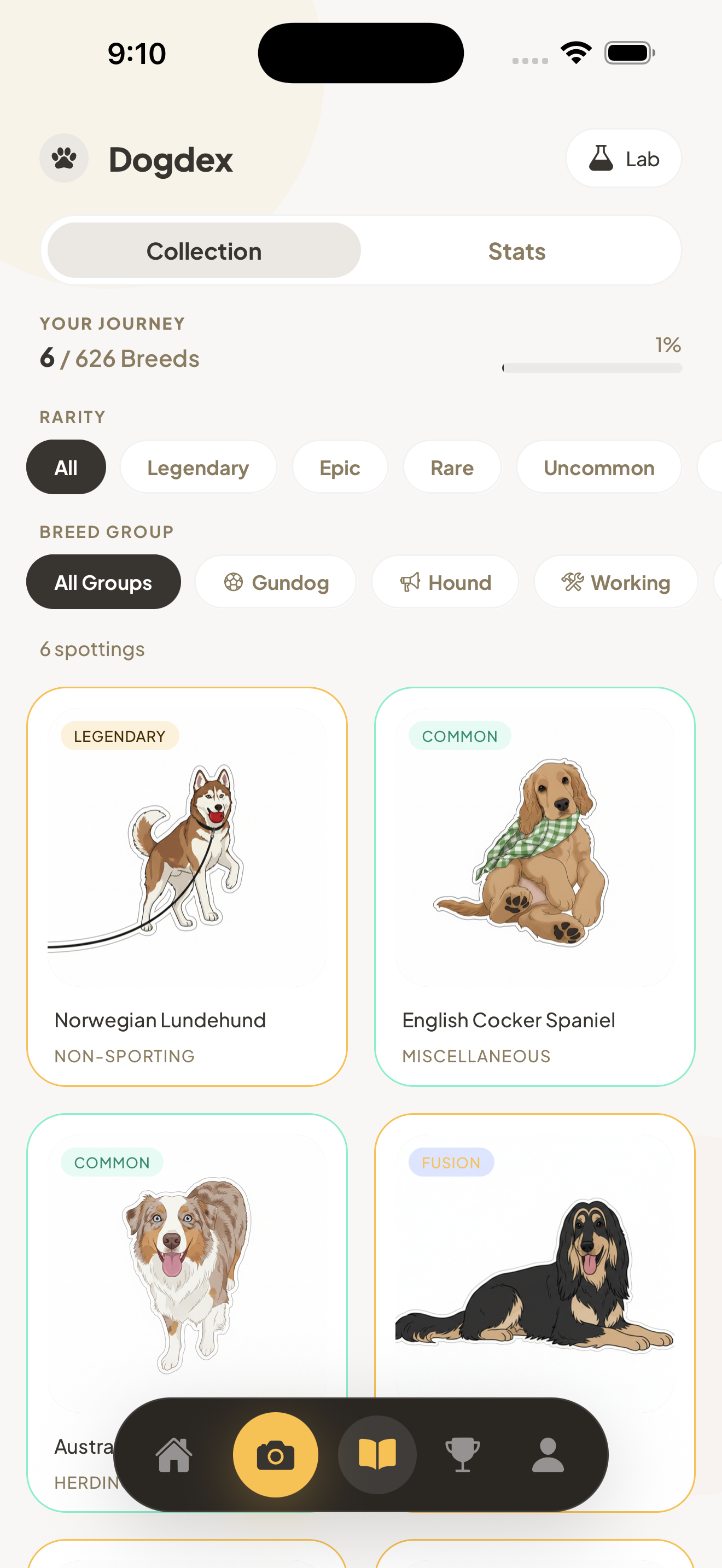 Dogdex app screen